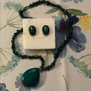 Green Malachite Necklace and Earring Set